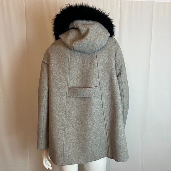 Maje Greli Fur Trimmed Coat Grey Wool Jacket Black Fur Size 38 EU M US - Picture 6 of 8